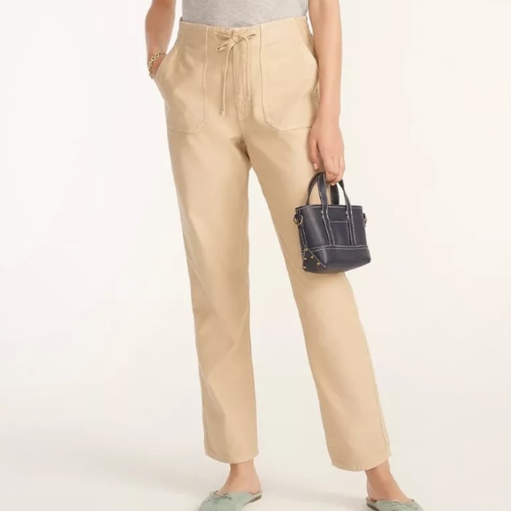 J Crew Pink Cargo Pants 100% Cotton Pull-On Size Medium Tall - Picture 6 of 7